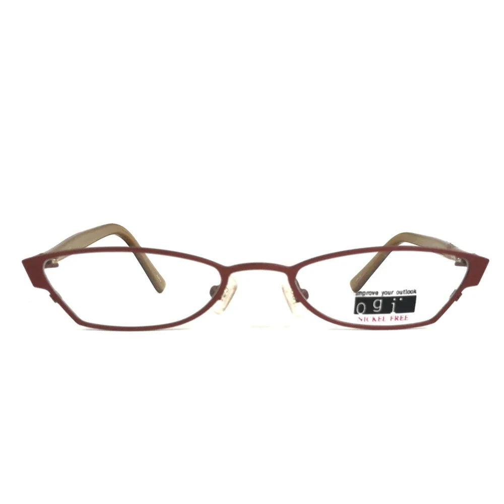 ogi Petite Eyeglasses Frames 9019 COL. 61 Brown Gold Cat Eye Full Rim 48-18-135